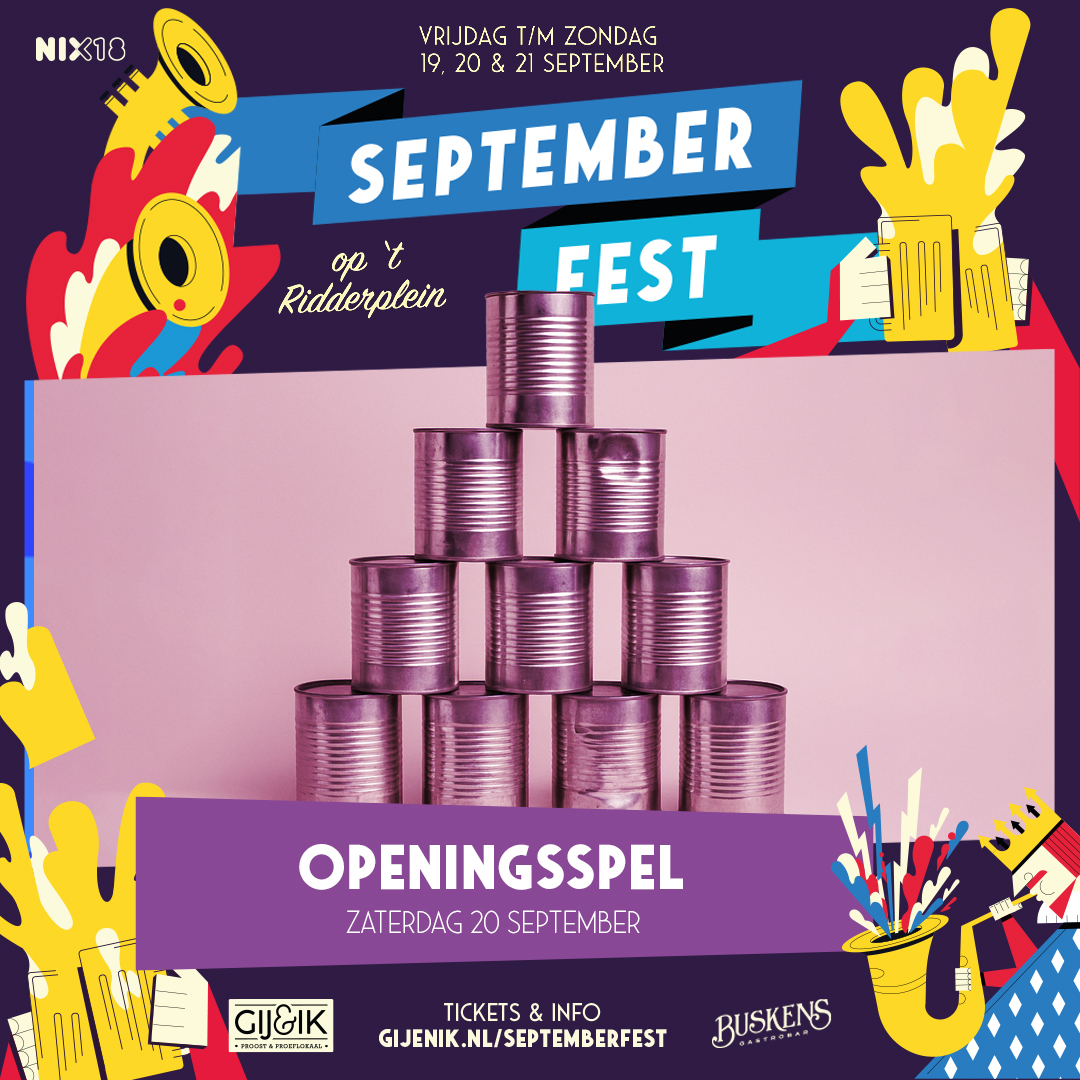 Vandaag over 5 weken op de zaterdag van Septemberfest: De...
