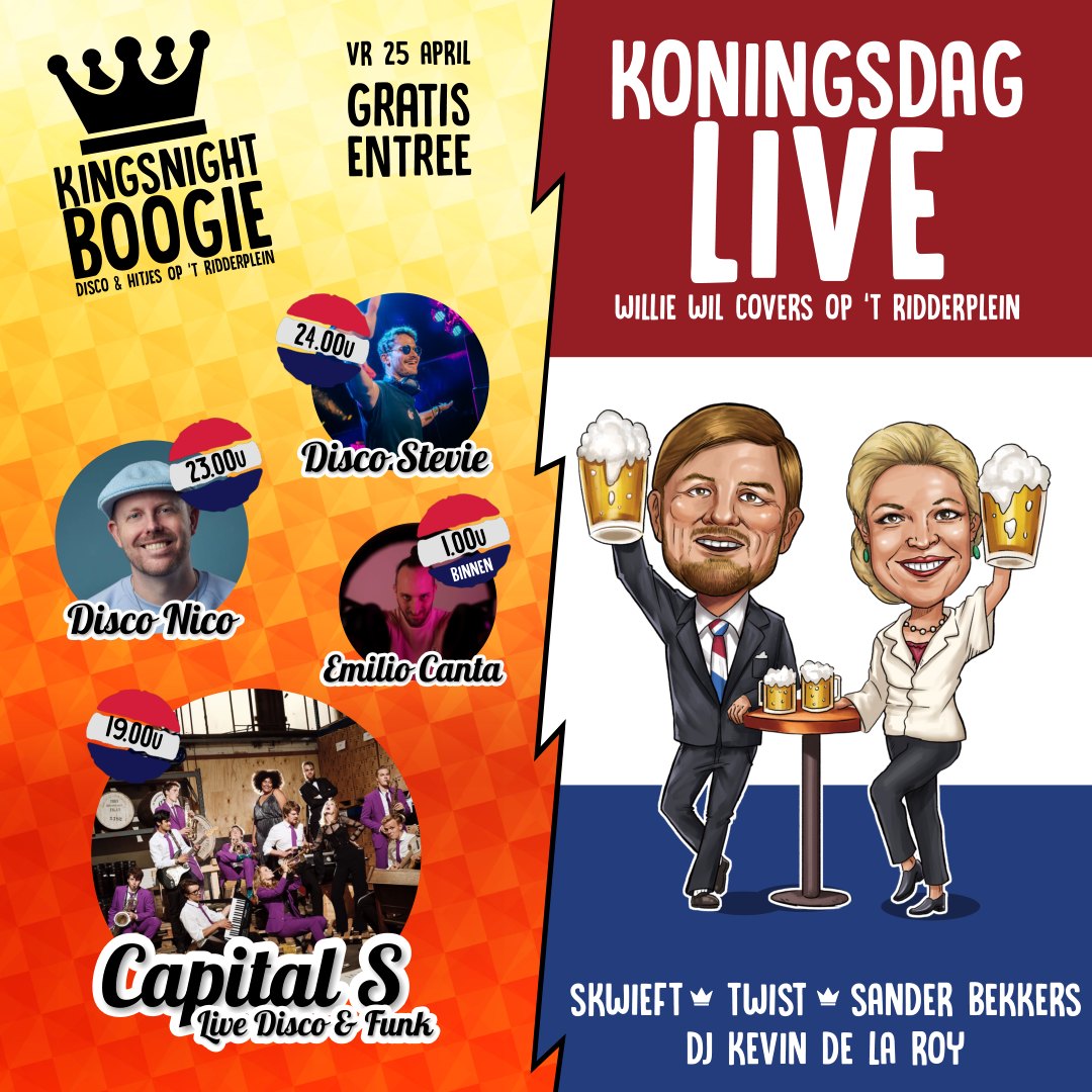 Koningsnacht en Dag op 't Ridderplein (Gratis entree)! 🧡 Check...