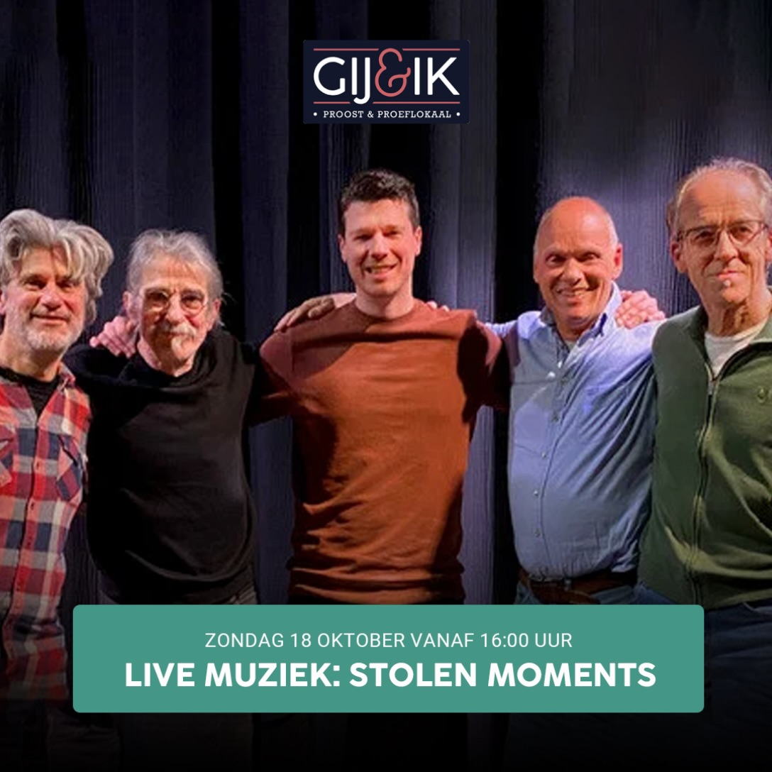 Joost, Ton, Fred, Frans en Pieter spelen als Stolen Moments...
