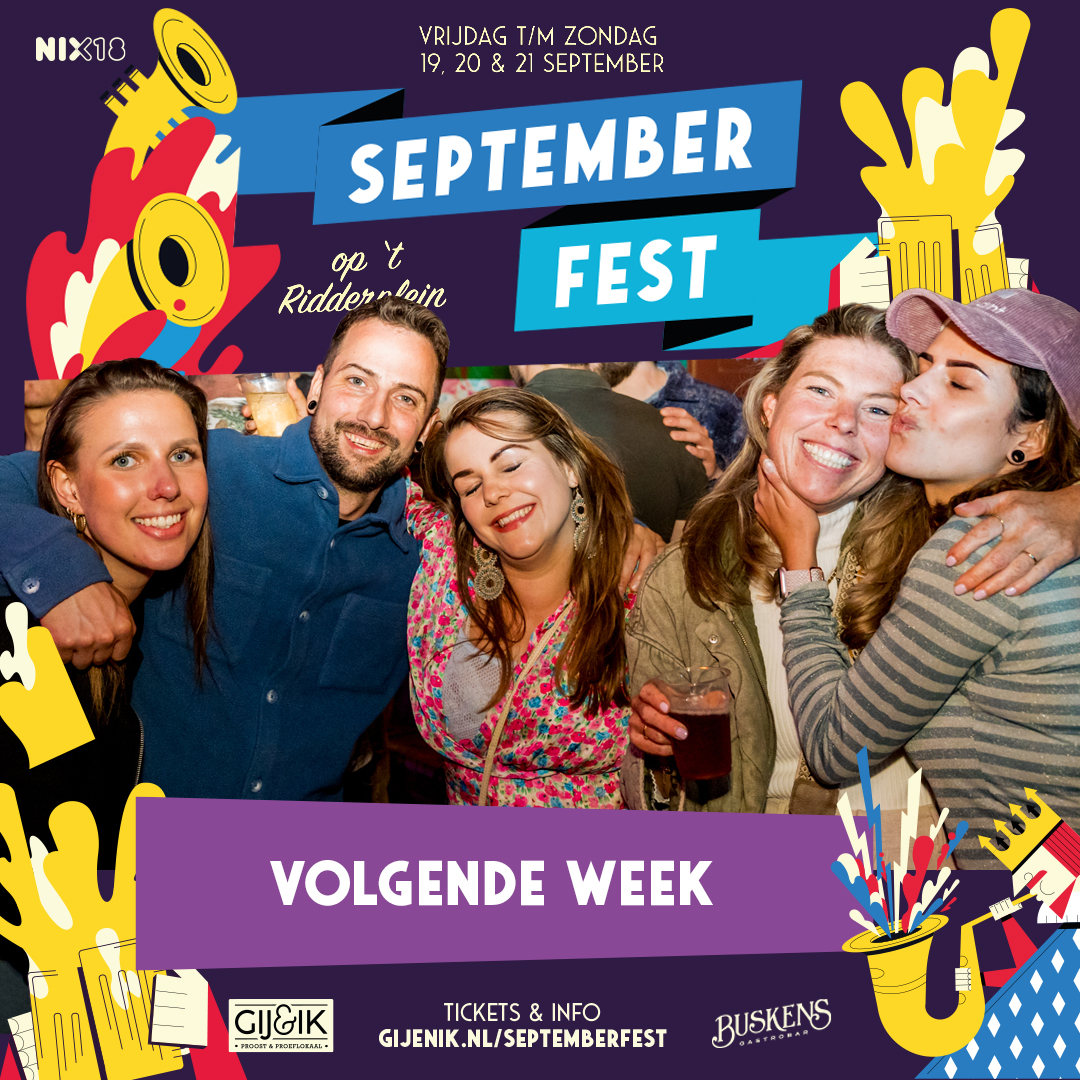 Nog een weekje tot Septemberfest op 't Ridderplein! 😎 Aanstaande...